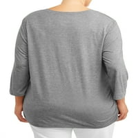 Femei Plus Dimensiune Maneca Shirred Partea V-neck T-shirt